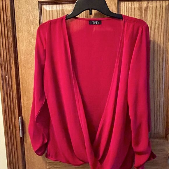 Womens Large Sheer Burgundy Blouse - Picture 1 of 4